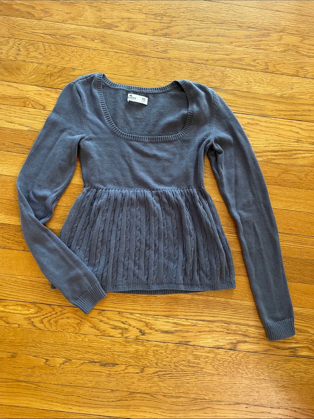 Hollister Slate Gray/Blue Knit Scoop Neck Pullover
